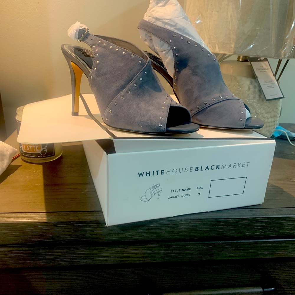 White House Black Market new grey suede heels